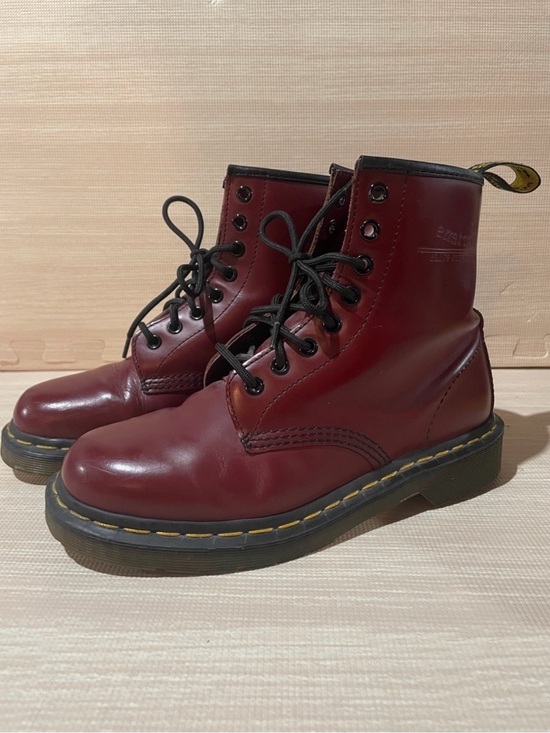 Dr. Martens Shoes - Vintage Dr. Martens 1460 Cherry Red Leather 8-Eye Lace-Up Boots